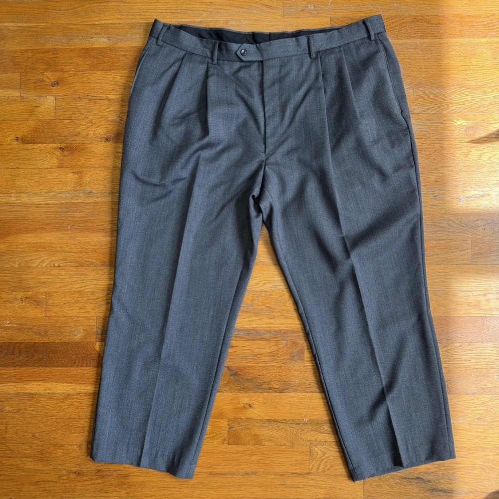 Jos a Bank Executive Collection Dress Pants 42x28 Herringbone Double Pleated
